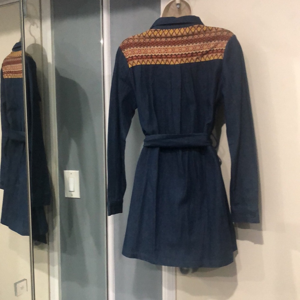 Flying Tomato Denim Aztec Shirtdress with Belt - Picture 12 of 15